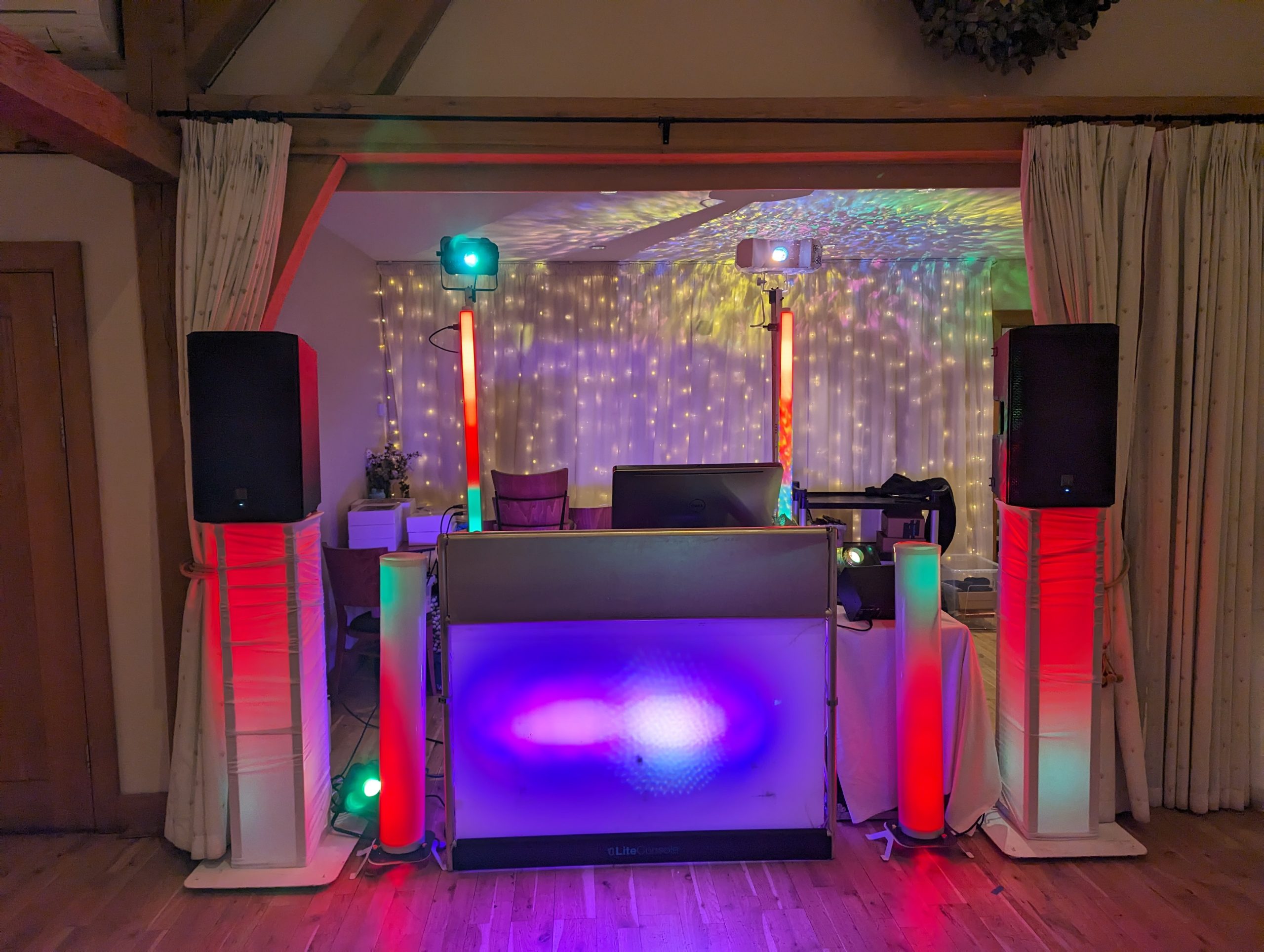 Wedding DJ For Hire In Norfolk Set up for the wedding Mobile Disco Network