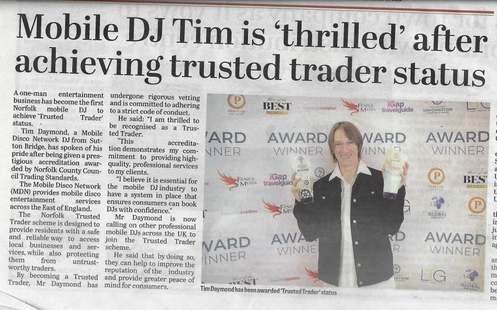 Norfolk Wedding DJ Hire A Professional Trusted Trader DJ Lynn News Press release