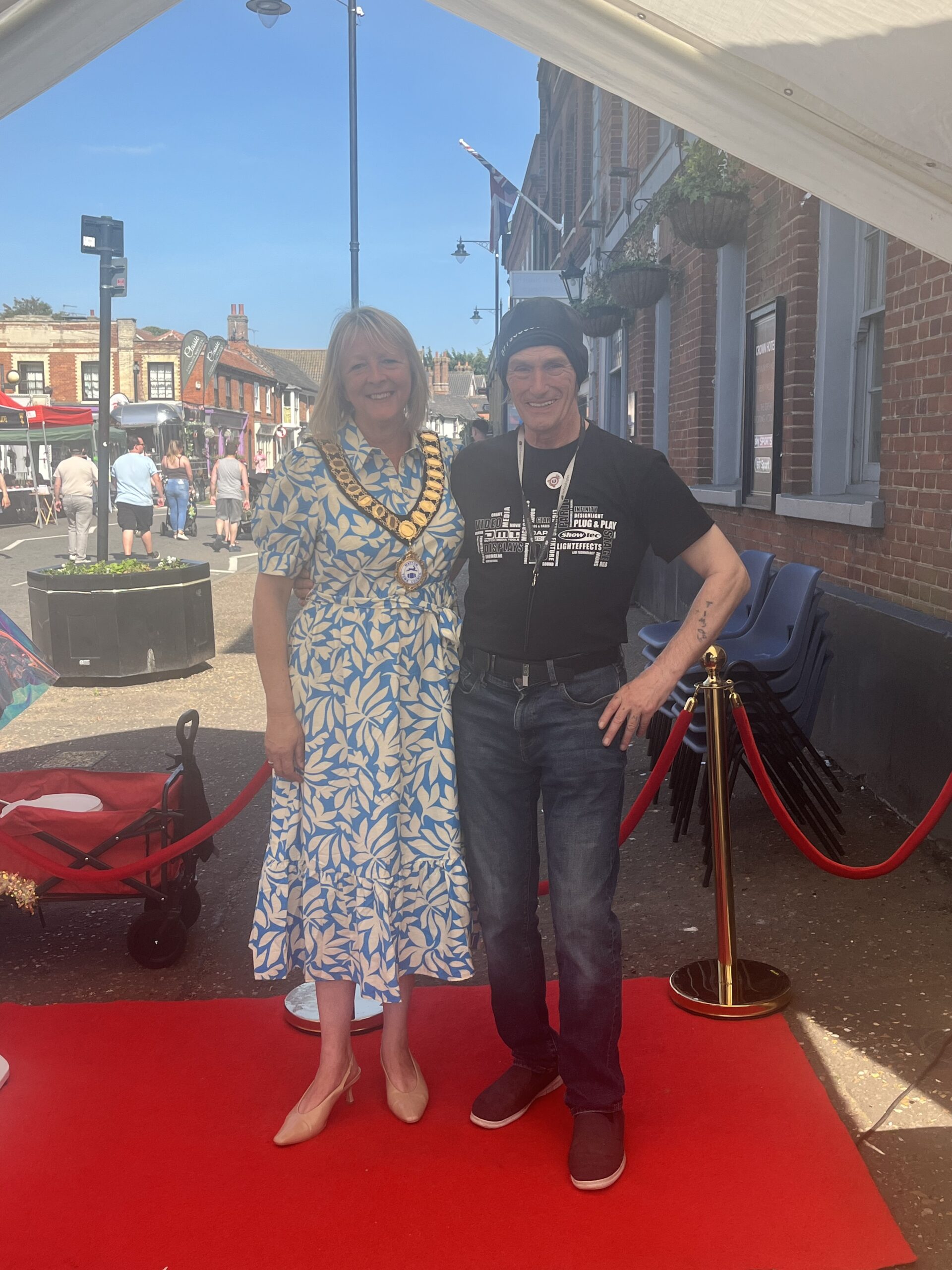 Tim Daymond with Watton Town Mayor Sarah Humphries at a community event