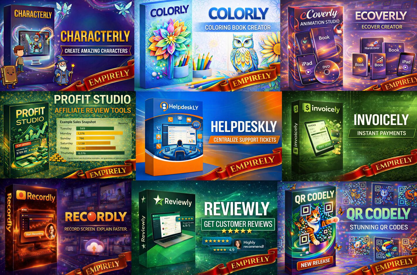 AI marketing dashboard showing ebook, funnel and social design tools